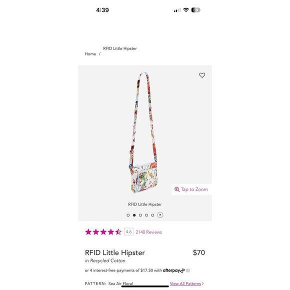 Vera Bradley Sea Air Floral RFID Little Hipster Crossbody Bag - Picture 10 of 10